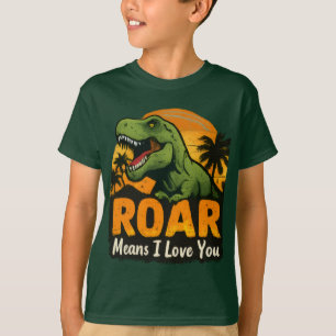 Camiseta infantil de T-Rex Dinosaurio Verde "Rugid