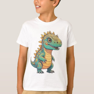 Camiseta infantil de T-Rex verde con púas lindas