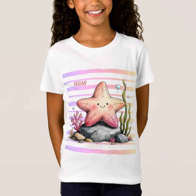 Camiseta infantil de temática oceánica con estrell (Anverso)