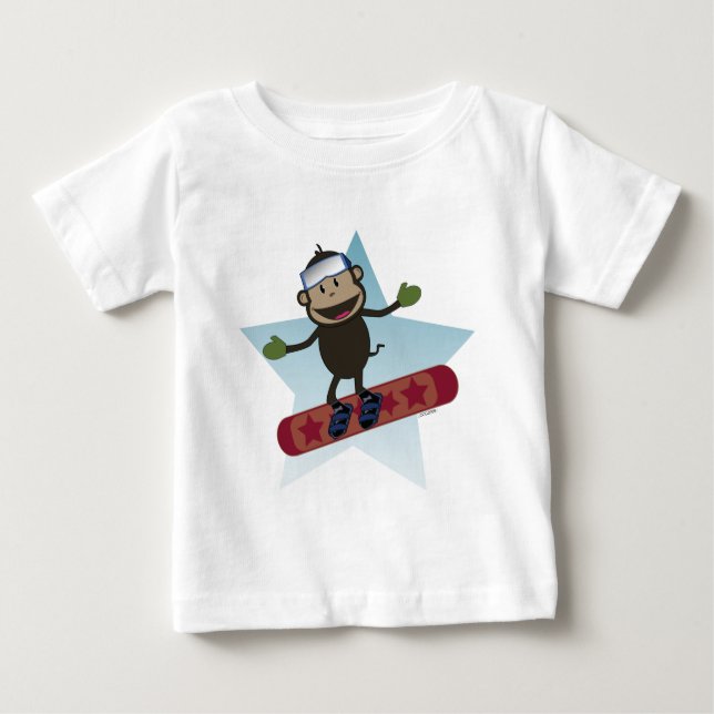 Camiseta infantil del mono de la snowboard (Anverso)
