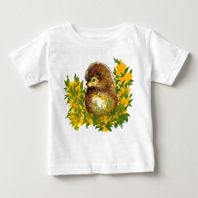 Camiseta Infantil Diseñada para acuarela Hedgehog (Anverso)
