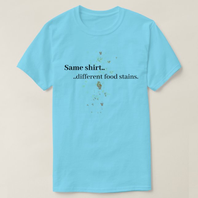Camiseta infantil divertida con manchas de comida, (Diseño del anverso)