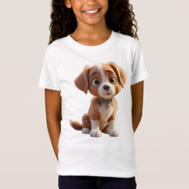 Camiseta Infantil Feminina Cão em Jersey Fina 3D