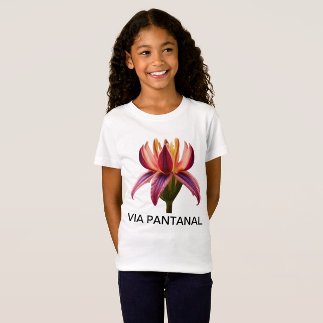 Camiseta Infantil Feminina em Jersey Fina Flor (Anverso completo)