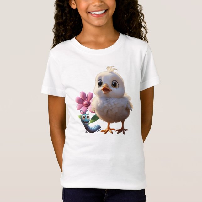 Camiseta Infantil Feminina Pintinho em Jersey Fina (Anverso)
