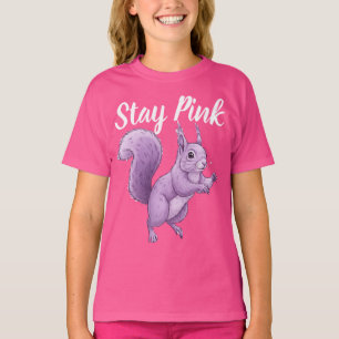 Camiseta infantil gráfica de ardilla lavanda rosa