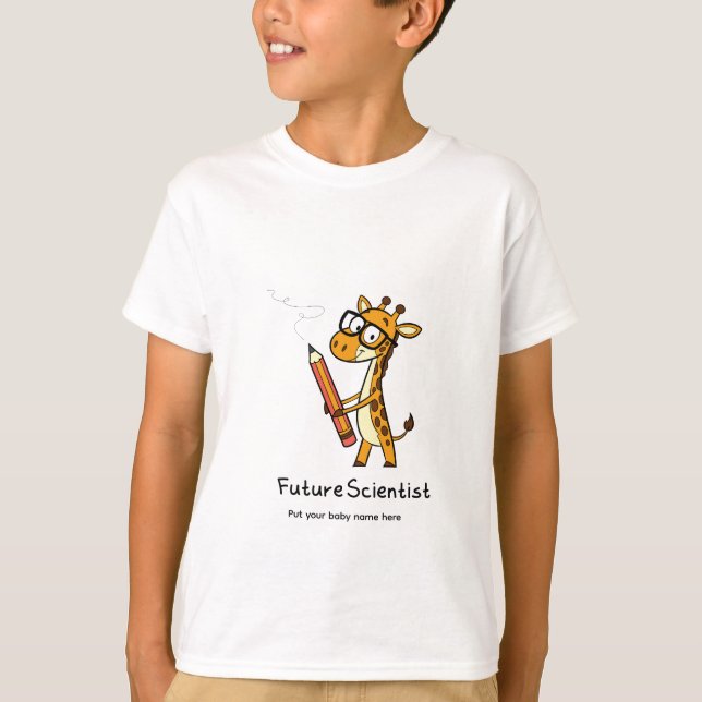 Camiseta infantil jirafa linda científica futura p (Anverso)