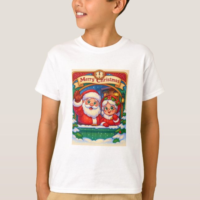 Camiseta Infantil Mamãe e Papai Noel (Anverso)