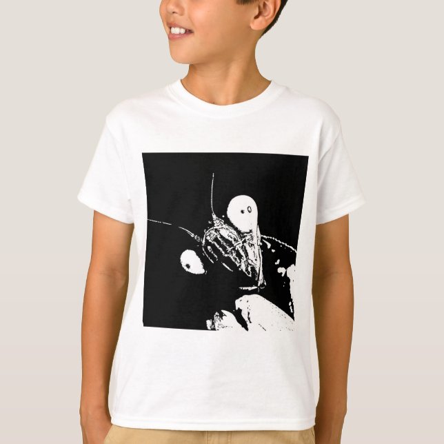 Camiseta infantil - Mantis negro y blanco (Anverso)
