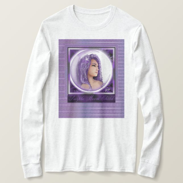 Camiseta infantil morada de la luna (Anverso del diseño)