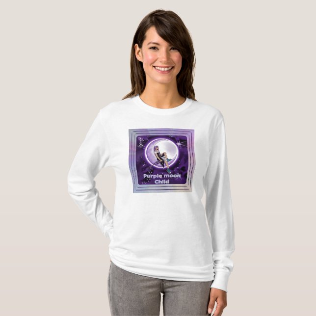Camiseta infantil morada de la luna (Anverso completo)