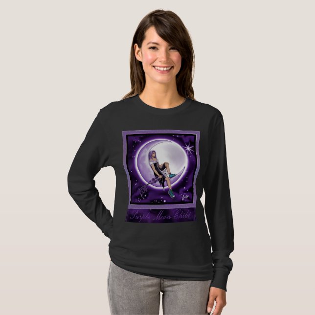 Camiseta infantil morada de la luna (Anverso completo)