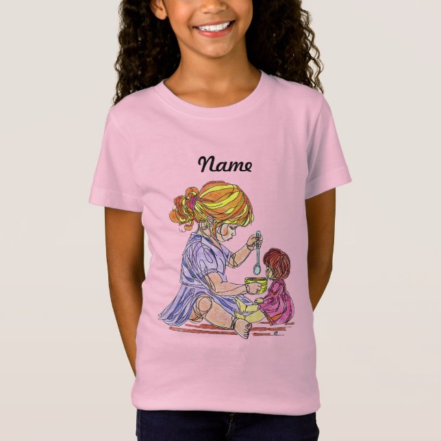 Camiseta infantil niña y muñeca (Anverso)