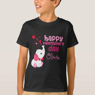 Camiseta infantil personalizada de elefante rosa d
