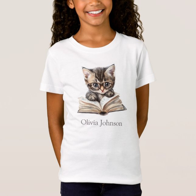 Camiseta infantil personalizada de gatito intelige (Anverso)