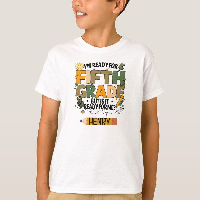 Camiseta infantil personalizada lista para quinto  (Anverso)