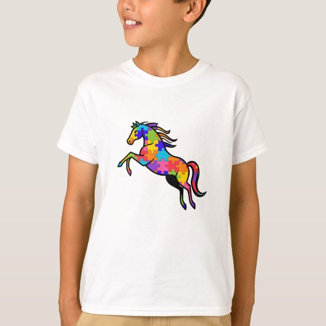 Camiseta Infantil Quebra-Cabeça - Cavalo (Anverso)