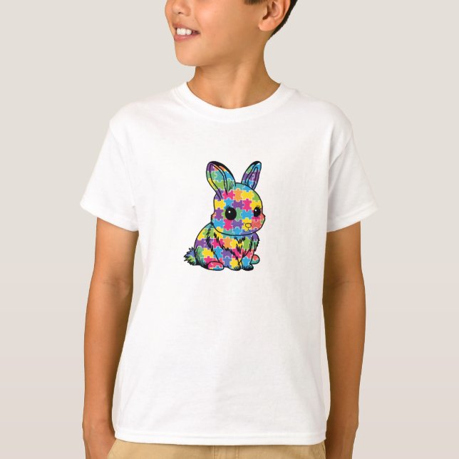 Camiseta Infantil Quebra-Cabeça - Coelho (Anverso)