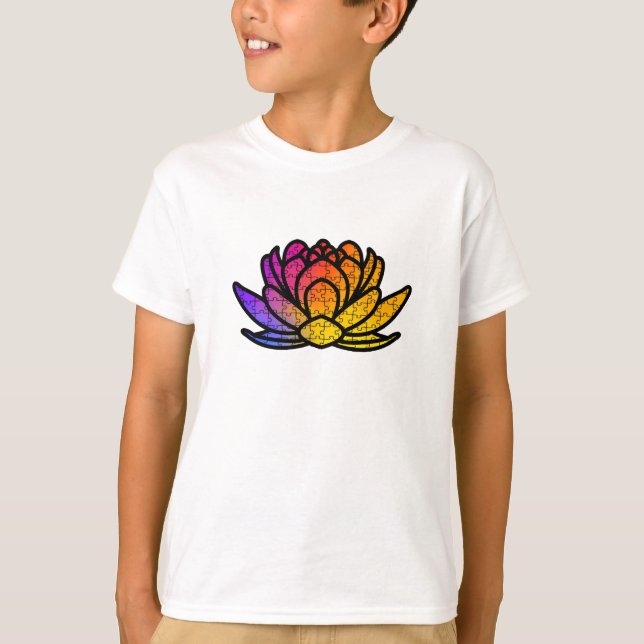 Camiseta Infantil Quebra-Cabeça - Flor de Lótus (Anverso)