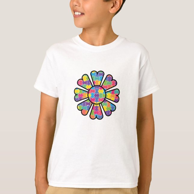 Camiseta Infantil Quebra-Cabeça - Flor Margarida (Anverso)