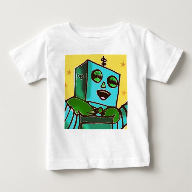 Camiseta infantil robot feliz amarillo (Anverso)