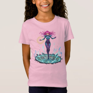 Camiseta infantil rosa de chica heroína de anime m