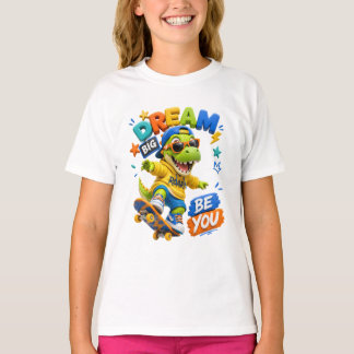 Camiseta infantil T-Rex Dinosaur Dream Big
