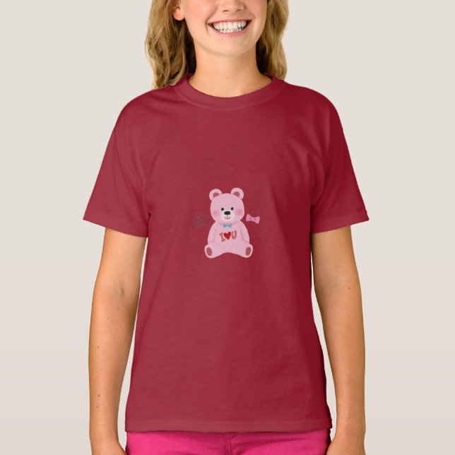 Camiseta infantil “Te quiero” de osito de peluche  (Anverso)