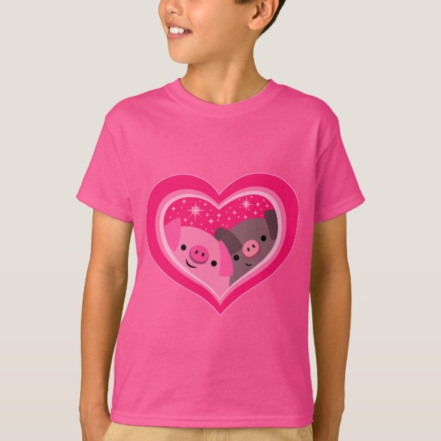 Camiseta Infantil Tú Y Yo (Cute Personalizados Pig (Anverso)