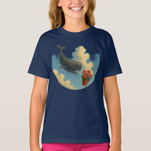 Camiseta Infantil Whale & Bowl Of Petunias - Front (Anverso)