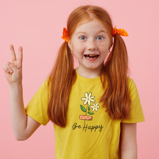 Camiseta infantil White Pink Flower Be Happy (Subido por el creador)