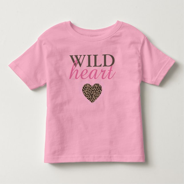 Camiseta infantil Wild Heart Leopard y rosa (Anverso)