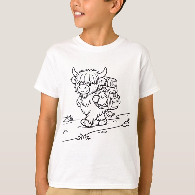 Camiseta infantil Yak para colorear – (Anverso)