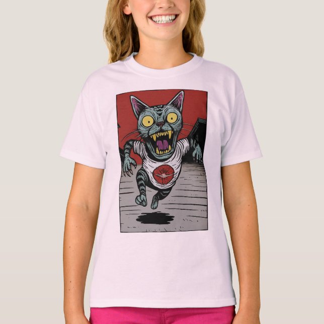 Camiseta Infantil Zombie Runner Cat - Front (Anverso)
