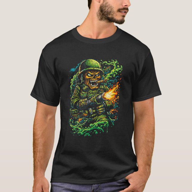 Camiseta Infantry Rampage – Street Art Military Illustratio (Anverso)
