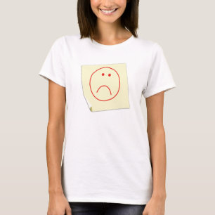 Camiseta infeliz de la nota de post-it de la cara