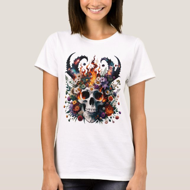 Camiseta Inferno Bloom Skull (Anverso)