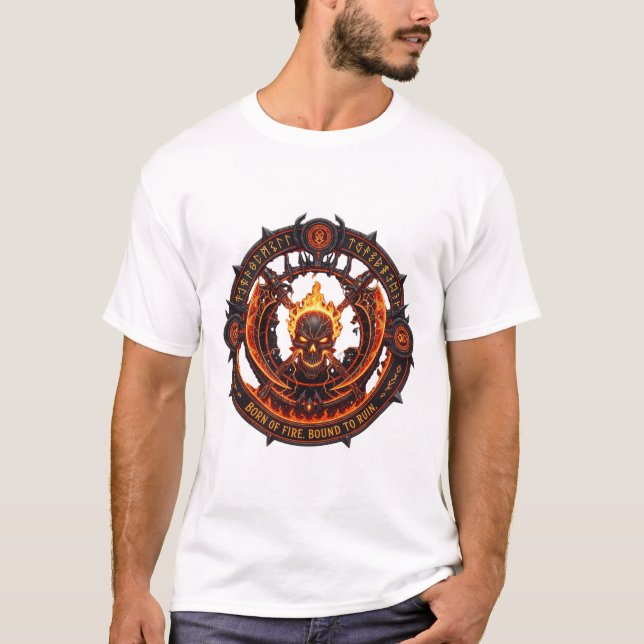 Camiseta Inferno Crest T-Shirt – Demonic Emblem of Fire (Anverso)