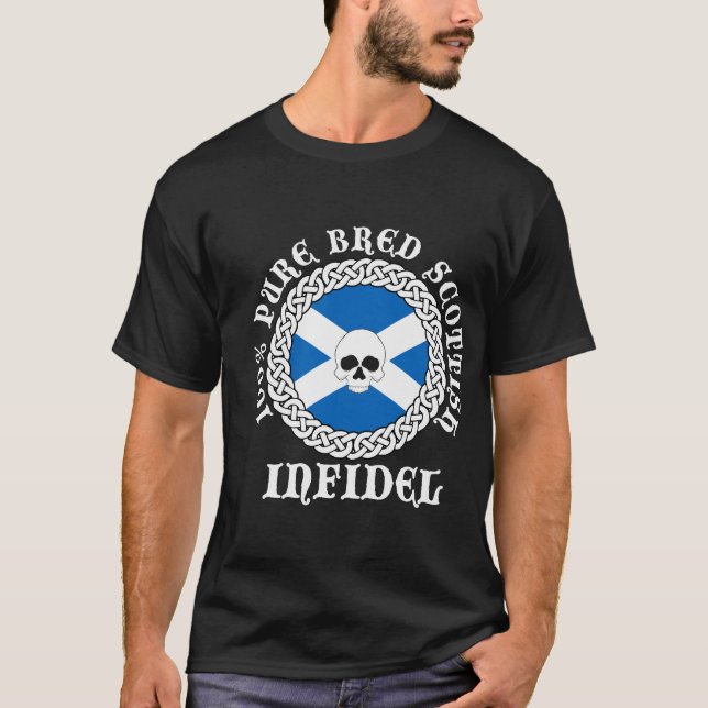 Camiseta Infiel escocés criado puro del 100% (Anverso)