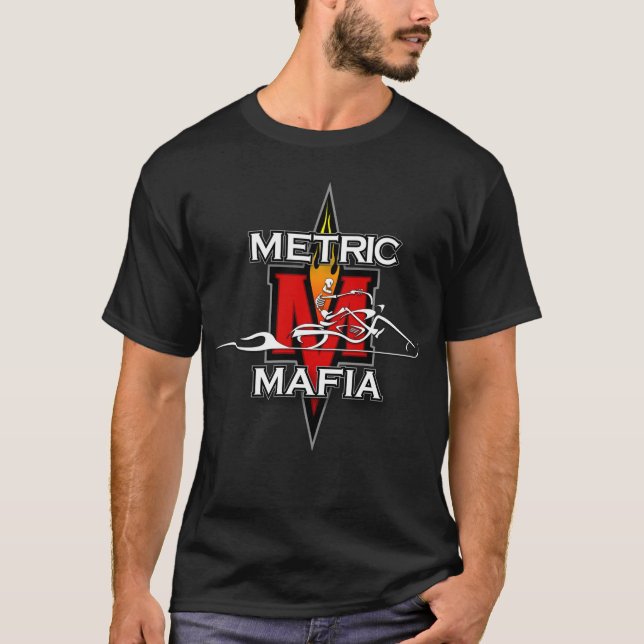Camiseta Infierno-O-Ruedas métricas de la motocicleta de la (Anverso)