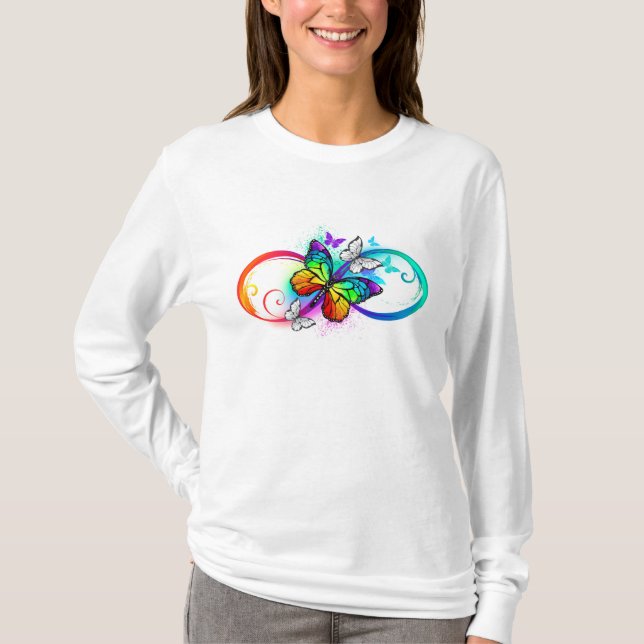 Camiseta Infinidad brillante con la mariposa arcoiris (Anverso)