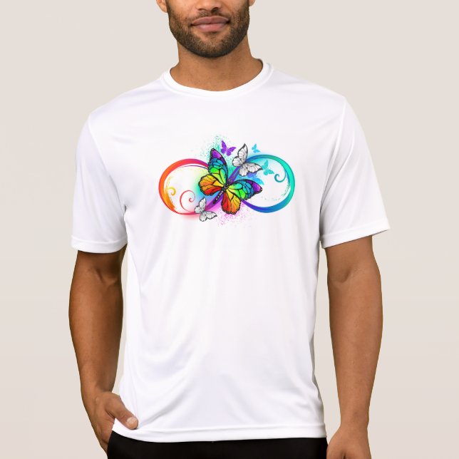 Camiseta Infinidad brillante con la mariposa arcoiris (Anverso)