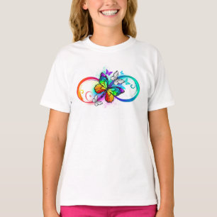 Camiseta Infinidad brillante con la mariposa arcoiris
