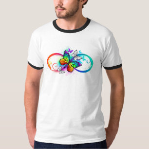 Camiseta Infinidad brillante con la mariposa arcoiris