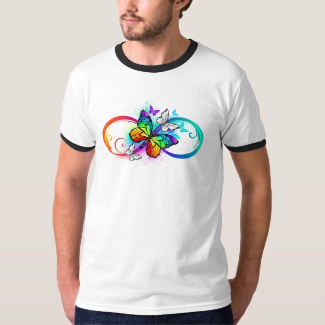 Camiseta Infinidad brillante con la mariposa arcoiris (Anverso)