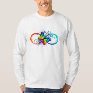 Camiseta Infinidad brillante con la mariposa arcoiris