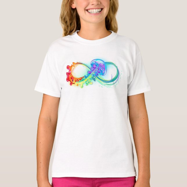 Camiseta Infinidad con las medusas del arcoiris (Anverso)