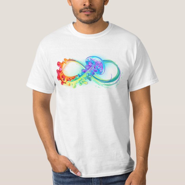 Camiseta Infinidad con las medusas del arcoiris (Anverso)