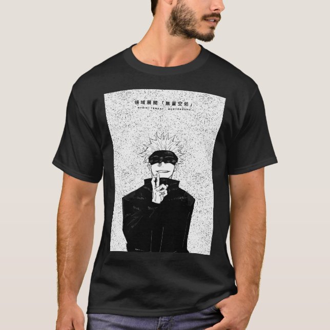 Camiseta Infinite Domain Sorcerer Black and White Anime Art (Anverso)