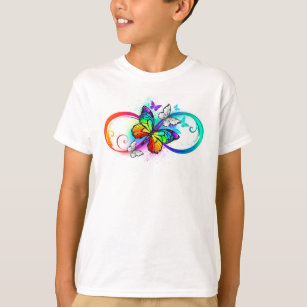 Camiseta Infinito brillante con mariposa arco iris